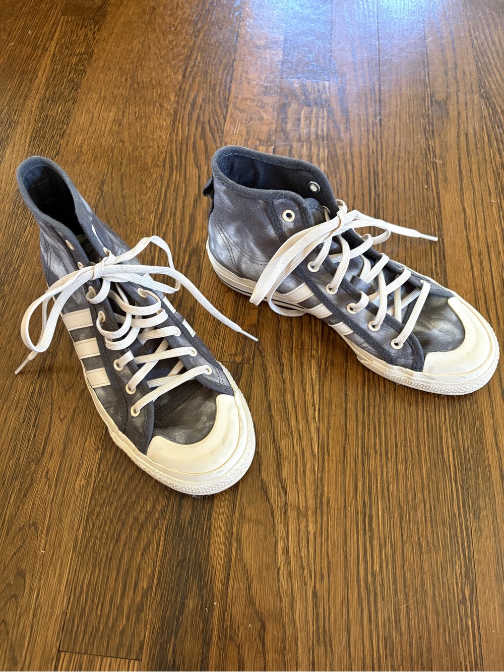adidas blue-gray tie dye retro high top sneakers